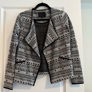 Black and White Patterned Women's Jacket